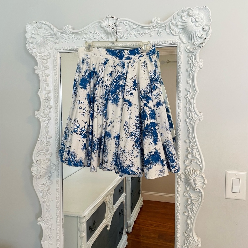 Vintage 80’s Rockabilly Blue and White Women's Circle Skirt